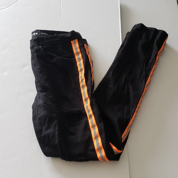 Black jeans orange stripe clearance