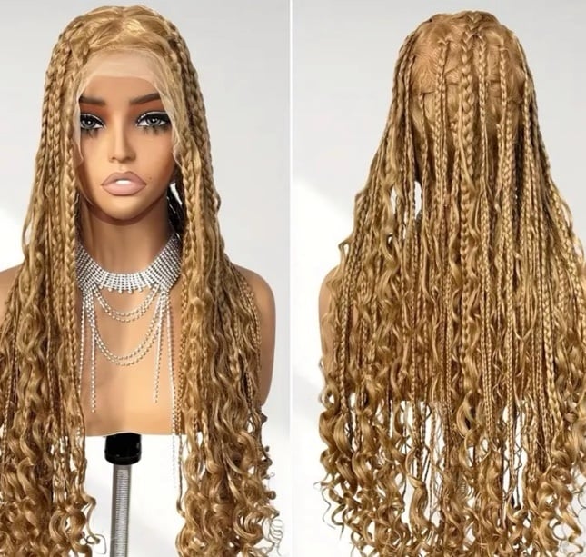 32 Inch triangle knot less wig