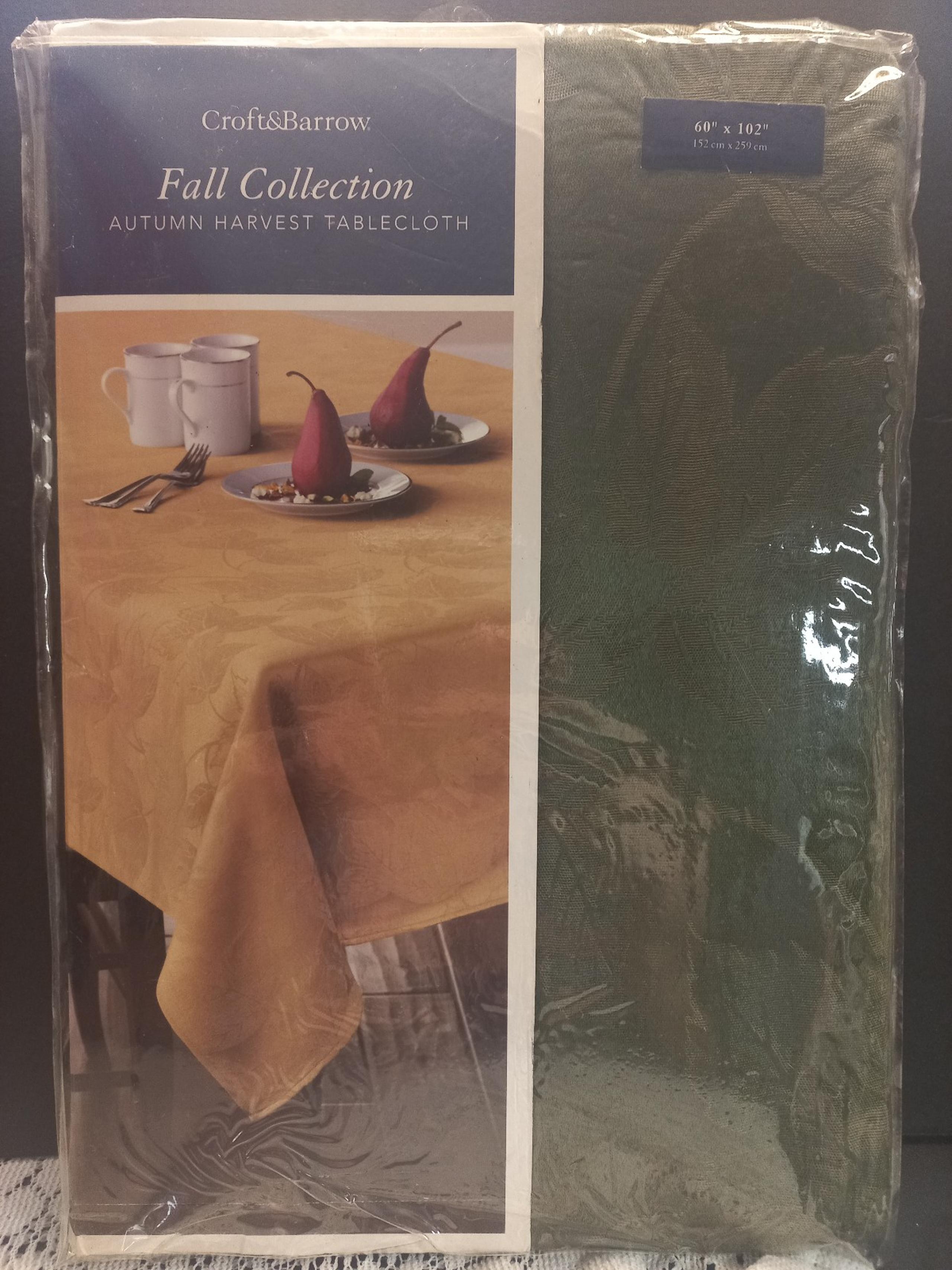 Autumn Harvest Damask Tablecloth 60"x 102" Oblong By Fall Green - Croft & Barrow