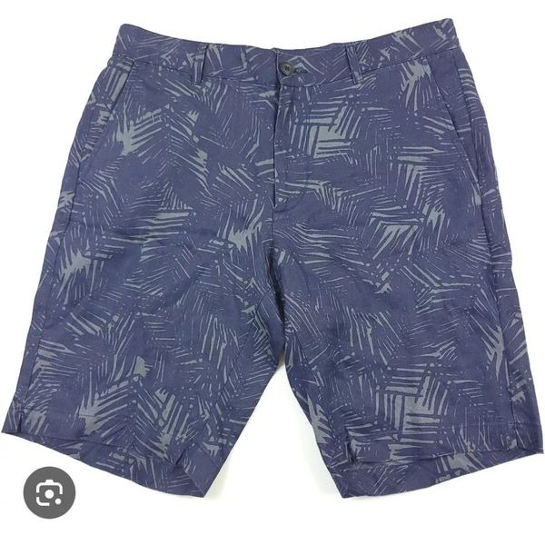 Vince Slim Fit Griffith Blue Palm Print Shorts 100% Hemp Mens Size 33