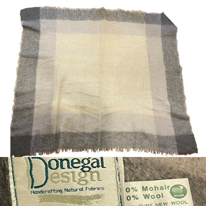 VTG Donegal Designs Blanket Mohair Wool Ireland Lap Throw Woven Gray 50x53”