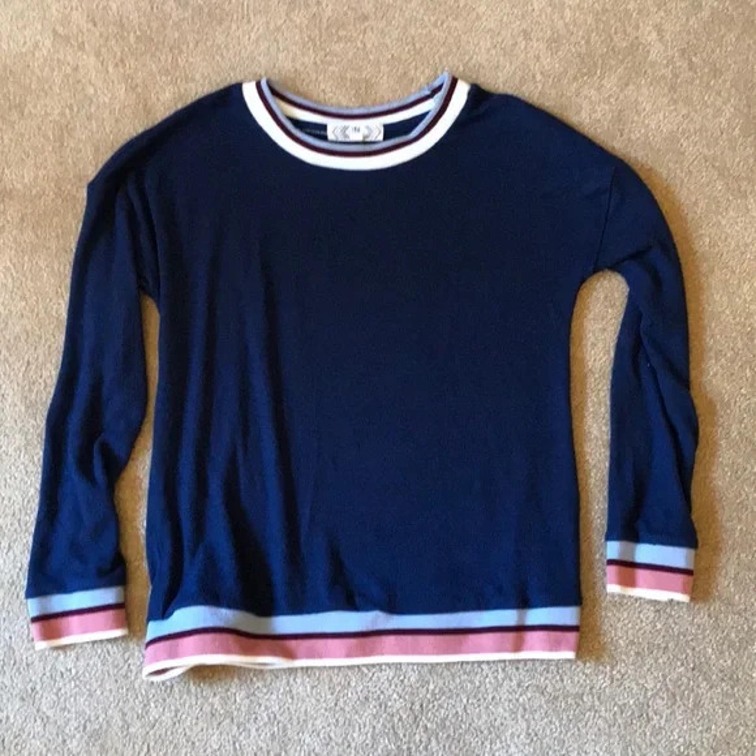 Pink Rose medium preppy sweater top blue pink