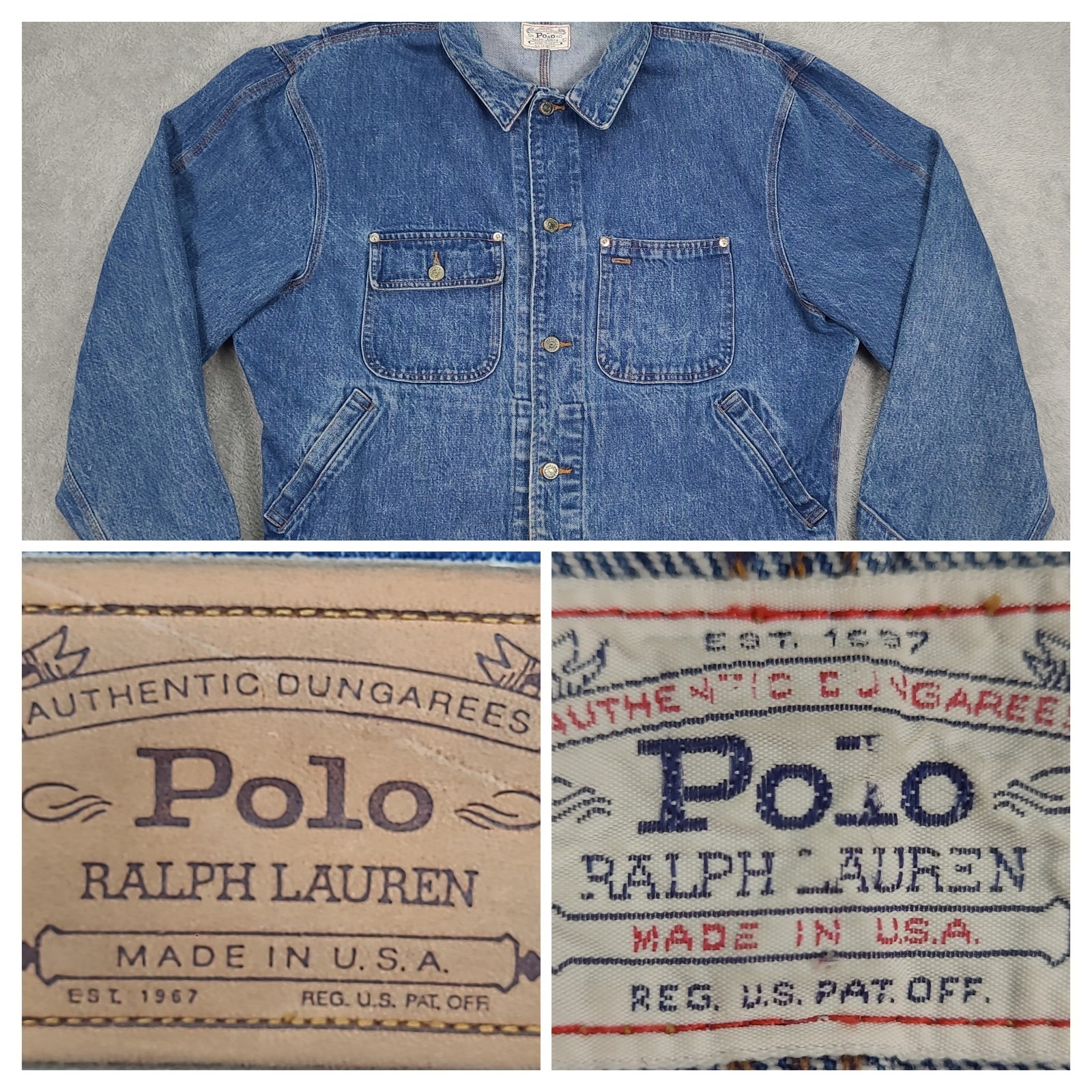 Vintage Polo Ralph Lauren Blue Denim Jean Jacket Trucker Mens XL Made in USA