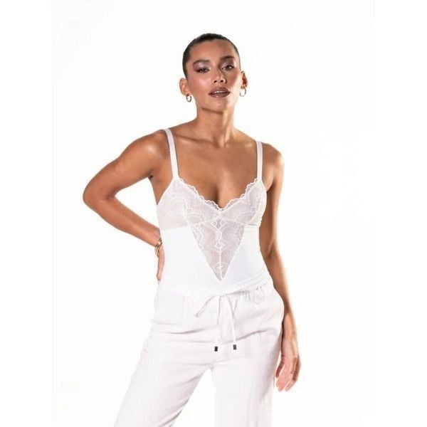 HeyShape White Lace Shape wear Bodysuit Woman One Piece Control Size Large