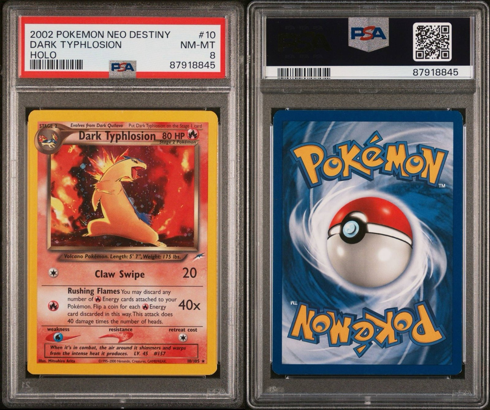 Dark Typhlosion 10/105 Neo Destiny Holo PSA 8 Nm-MT 2002 Neo Destiny
