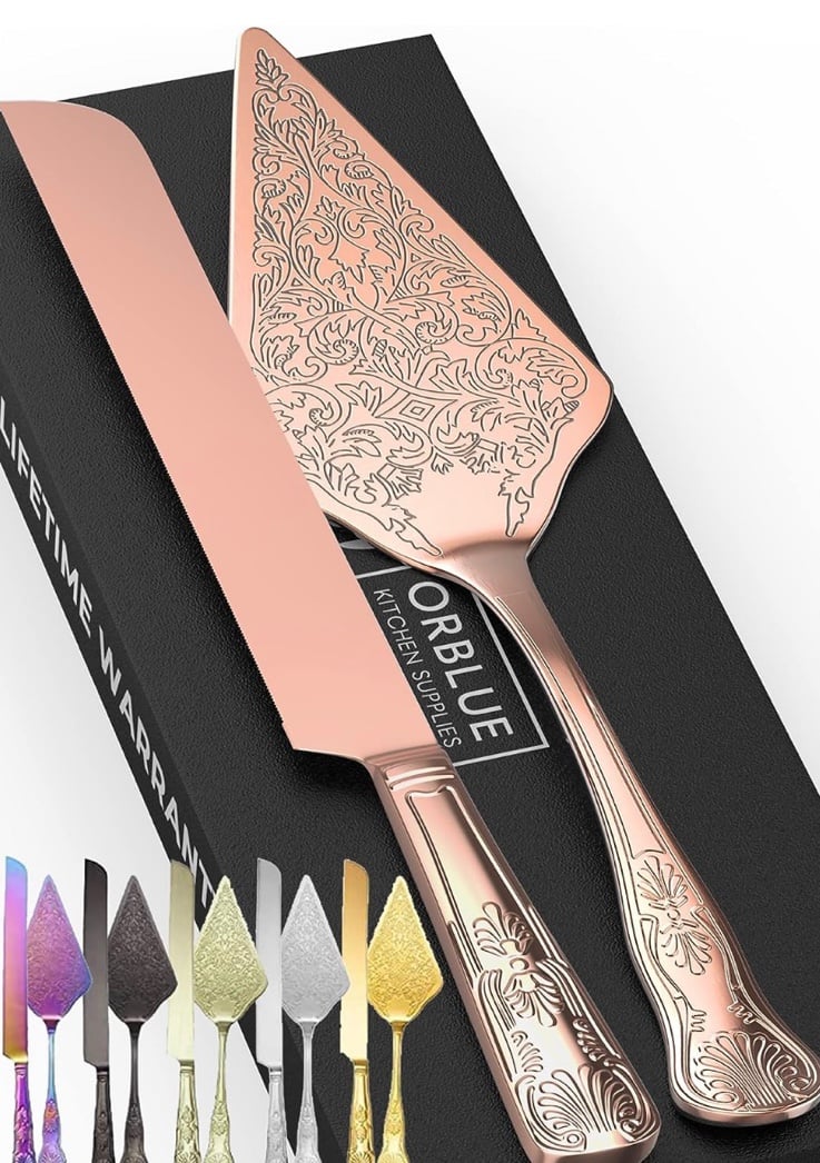 Wedding Cake Knife and Server Set - Premium, Beautifully Engraved Cutting Set