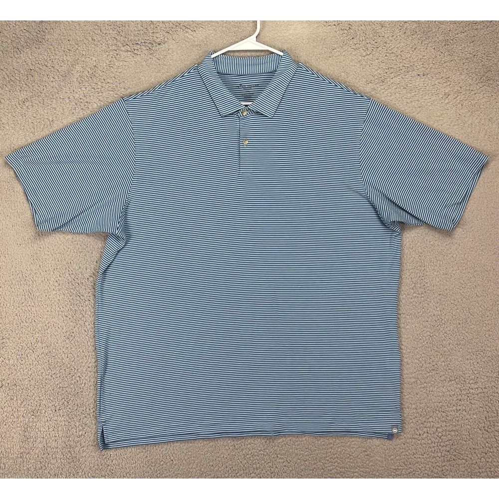 Peter Millar Seaside Golf Polo Shirt Mens 2XL Blue Candy Striped Jersey Rugby