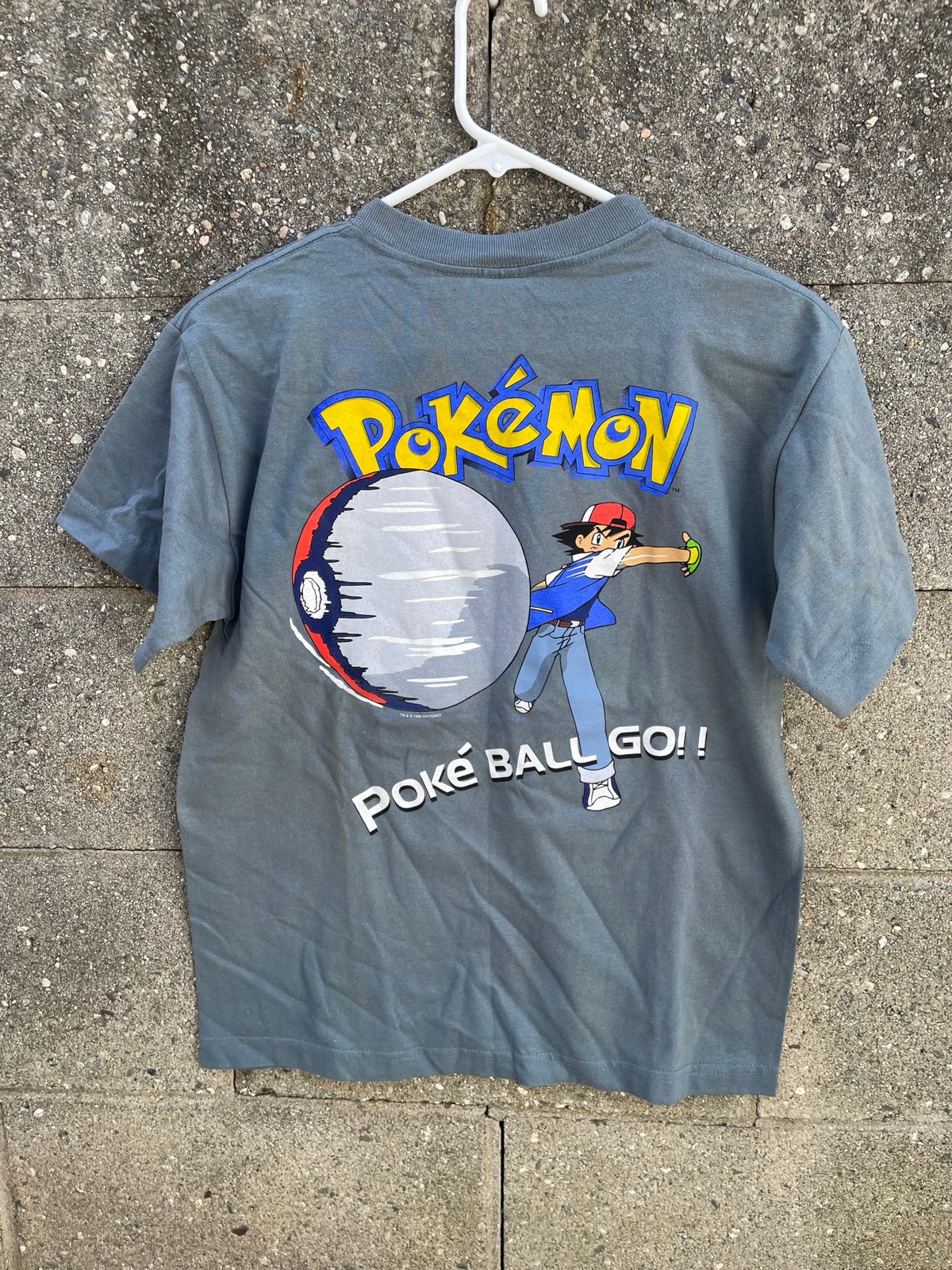 Vintage 90s Pokemon Tee Ash Ketchum Youth Large 1999 New w/ Tags