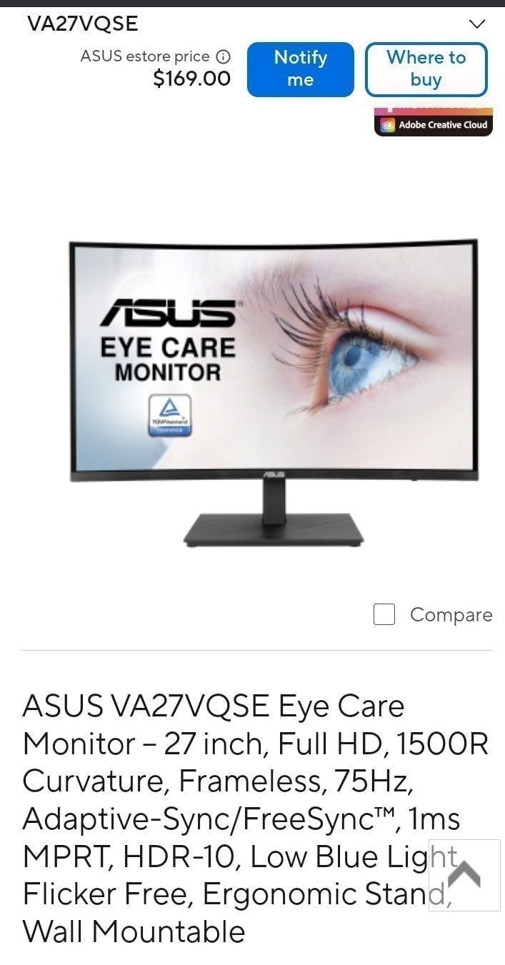 Asus VA27VQSE Monitor brand new/ open box