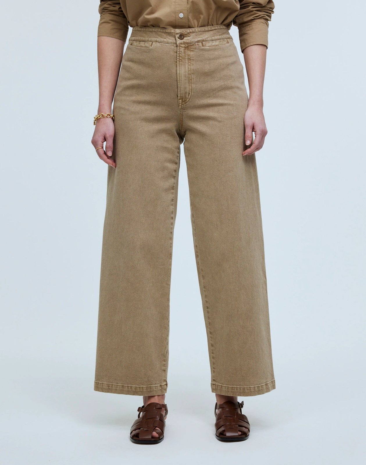 Madewell The Curvy Emmett Wide-Leg Crop Pant: Welt Pocket Edition In Drill Khak