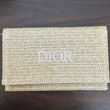 Christian Dior Beauty Novelty Clutch Pouch 2023 Summer Rattan Raffia Beige Bag