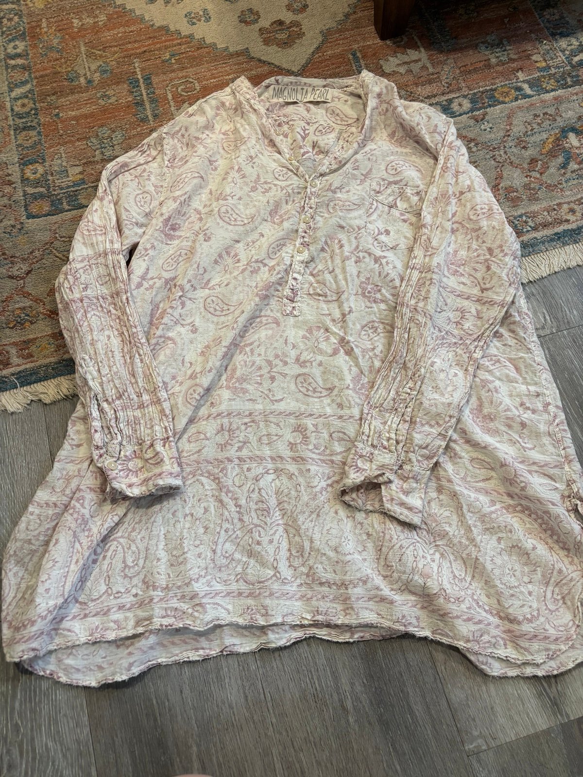 Magnolia pearl block print European cotton blouse