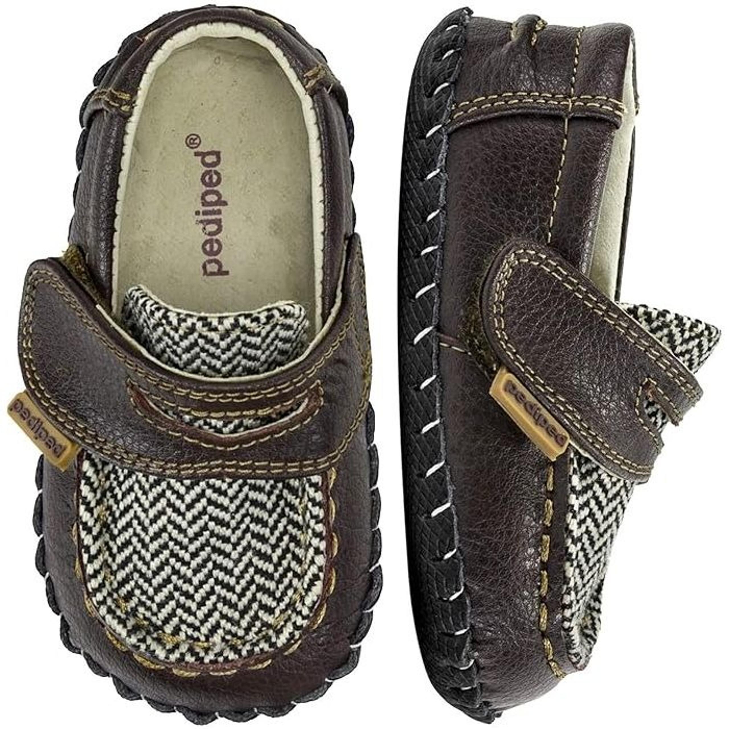 NEW pediped Baby US 5 Charlie Brown Herringbone Leather Loafer Moc Dress Shoes
