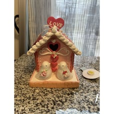 Valentine's Day LED Lighted Gingerbread Cupcake Glitter House Love Birds NWT