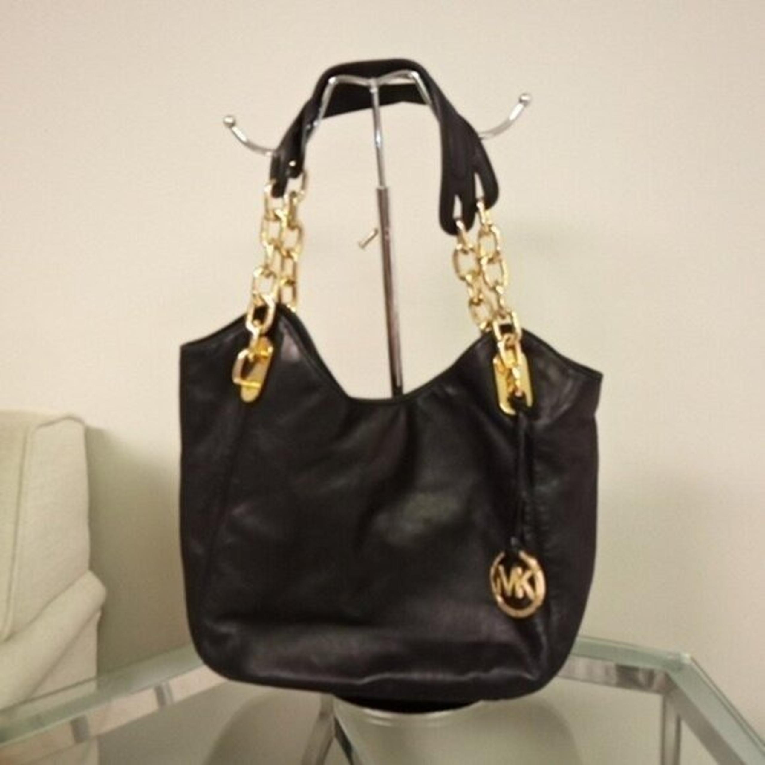 MICHAEL Michael Kors Lilly Black Leather Large Tote Shoulder Bag Handbag
