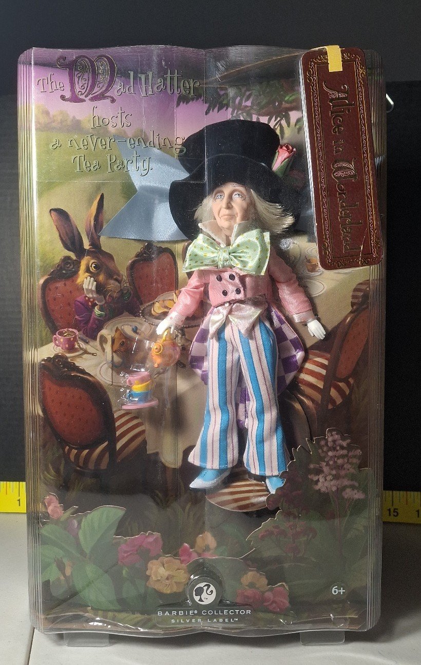 Barbie Collector Alice in Wonderland Mad Hatter Doll - New L5848 Silver Label