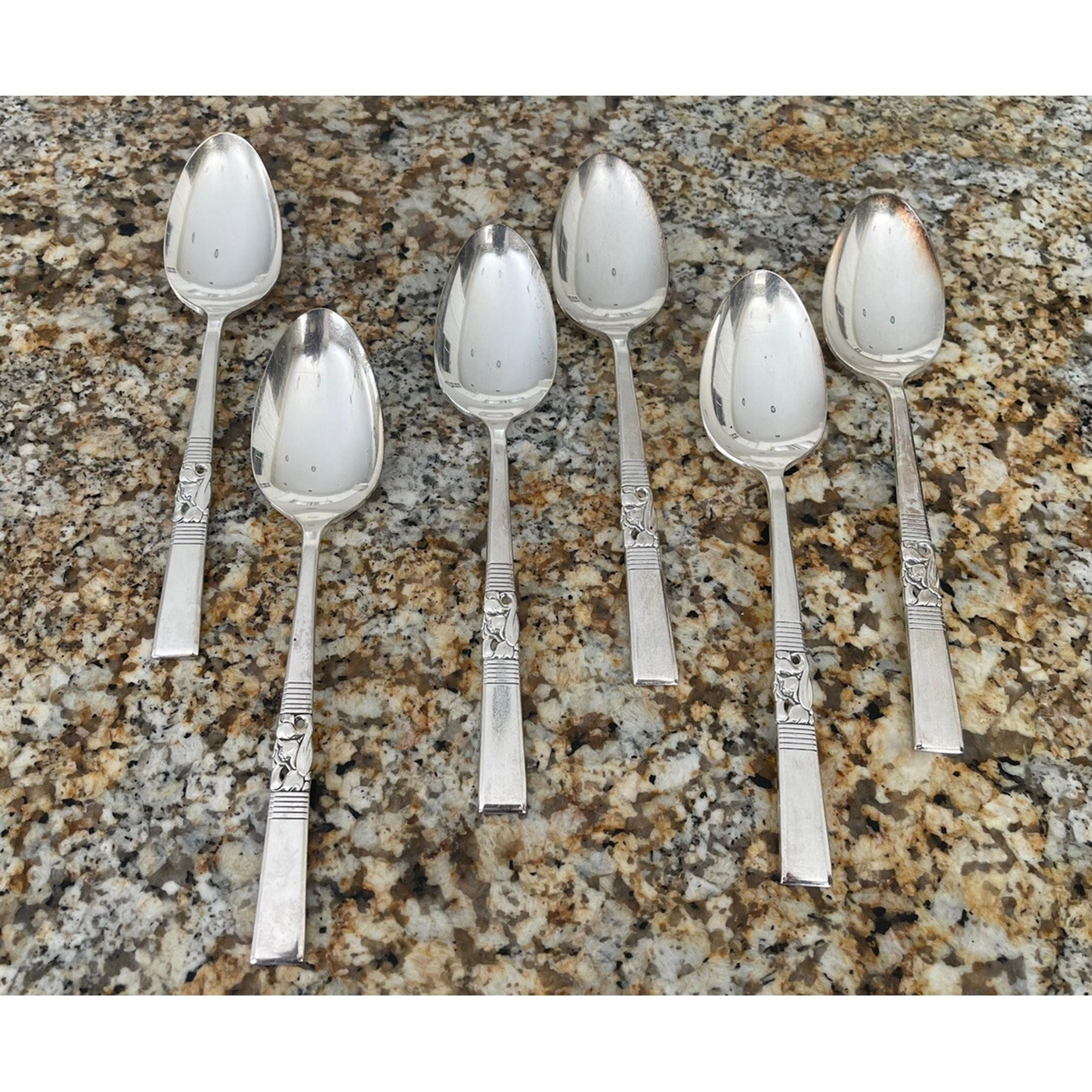 6 Oneida Community Morning Star Large Serving Spoon, Silverplate 1948