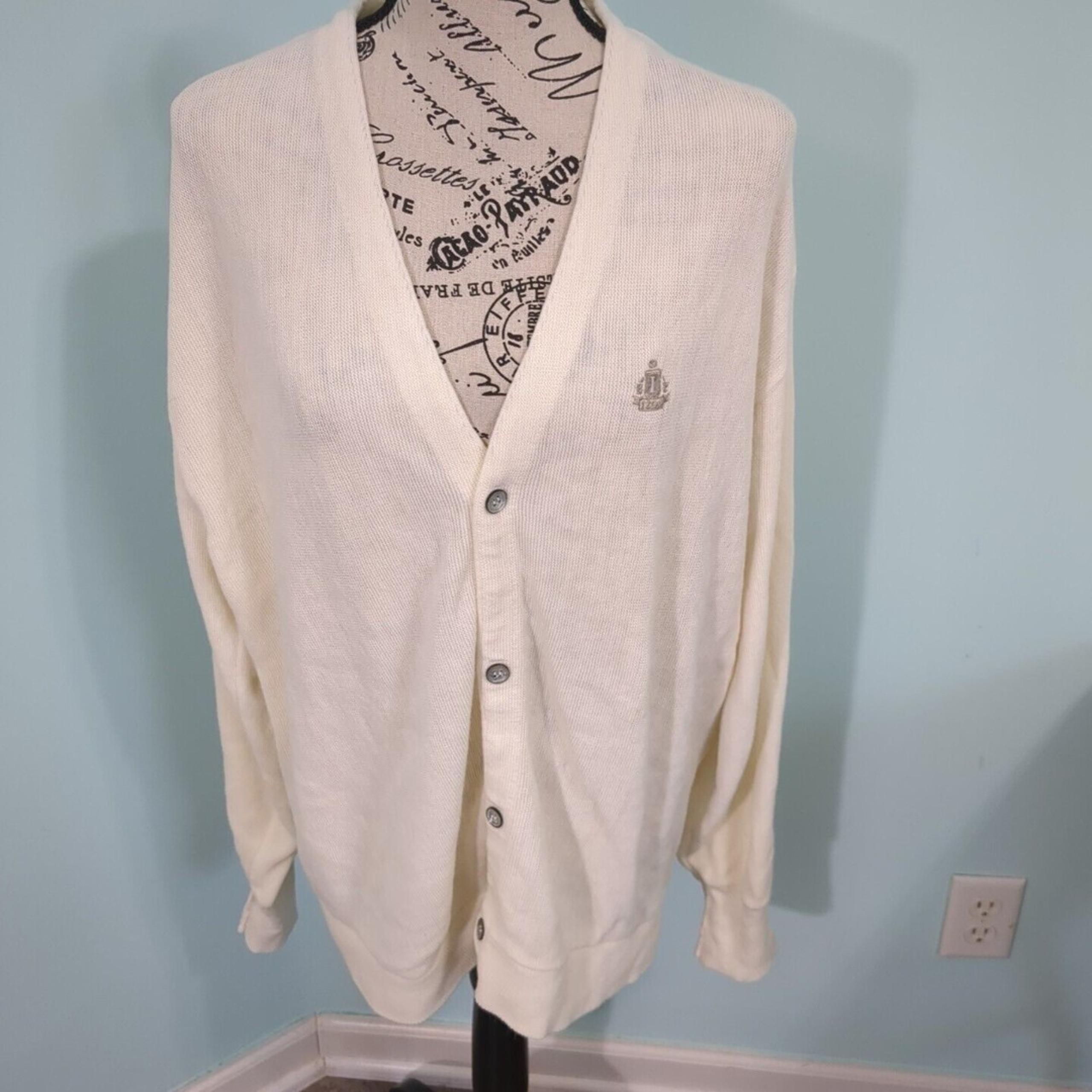 IZOD - Vintage Embroidered Cardigan Mens XL Sweater grandpa core classic old mon