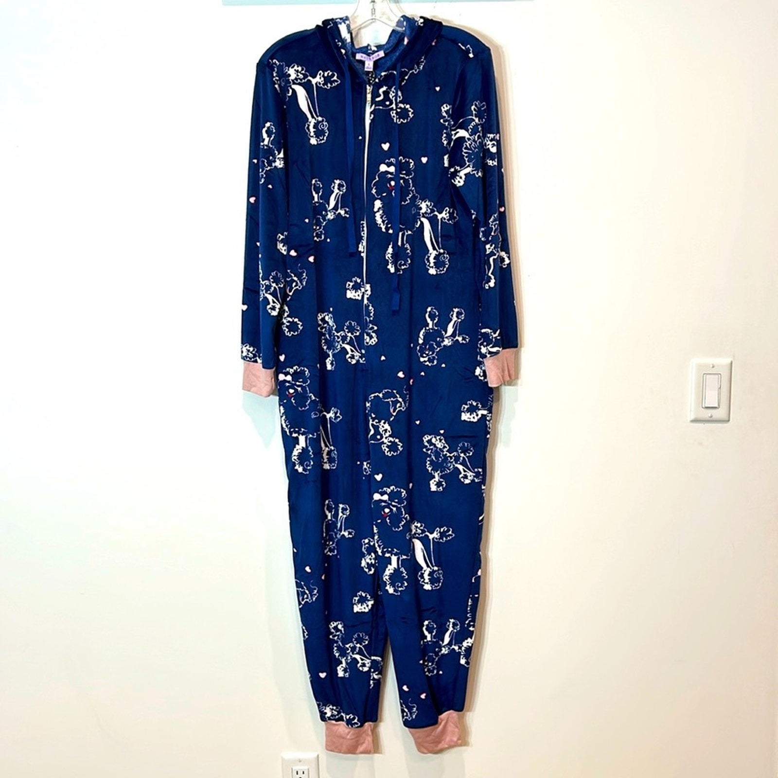 Hale Bob Soft Cozy Poodle Heart dog print indie romper pajamas women’s large new