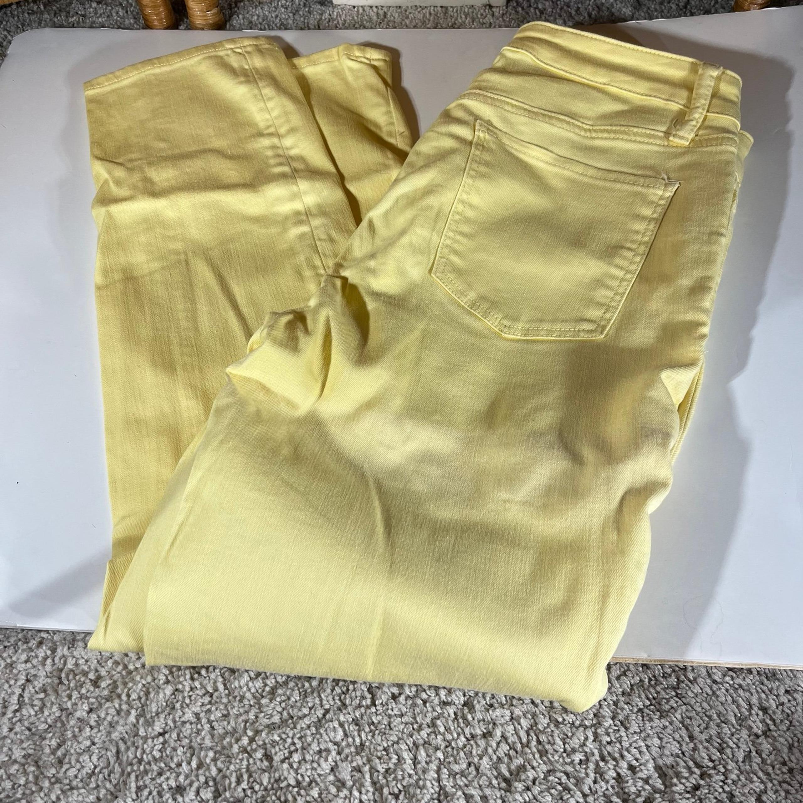 Talbots yellow denim five pocket slim ankle jeans winter spring fall women EUC