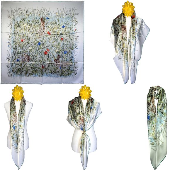 NWT Genuine 100% Mulberry Silk Satin Scarf 42 x42 Large Square Shawl 59441