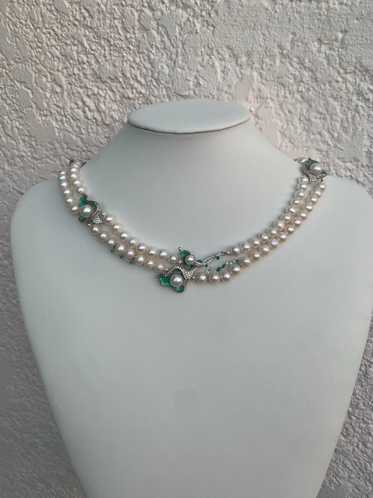 freshwater pearl double layer necklace 18+2 inches 6-7mm