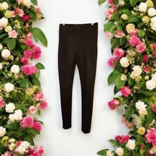 SPANX Rich Chocolate Faux Suede Leggings Seamed Pull-On Pants Chic Casual Sz S