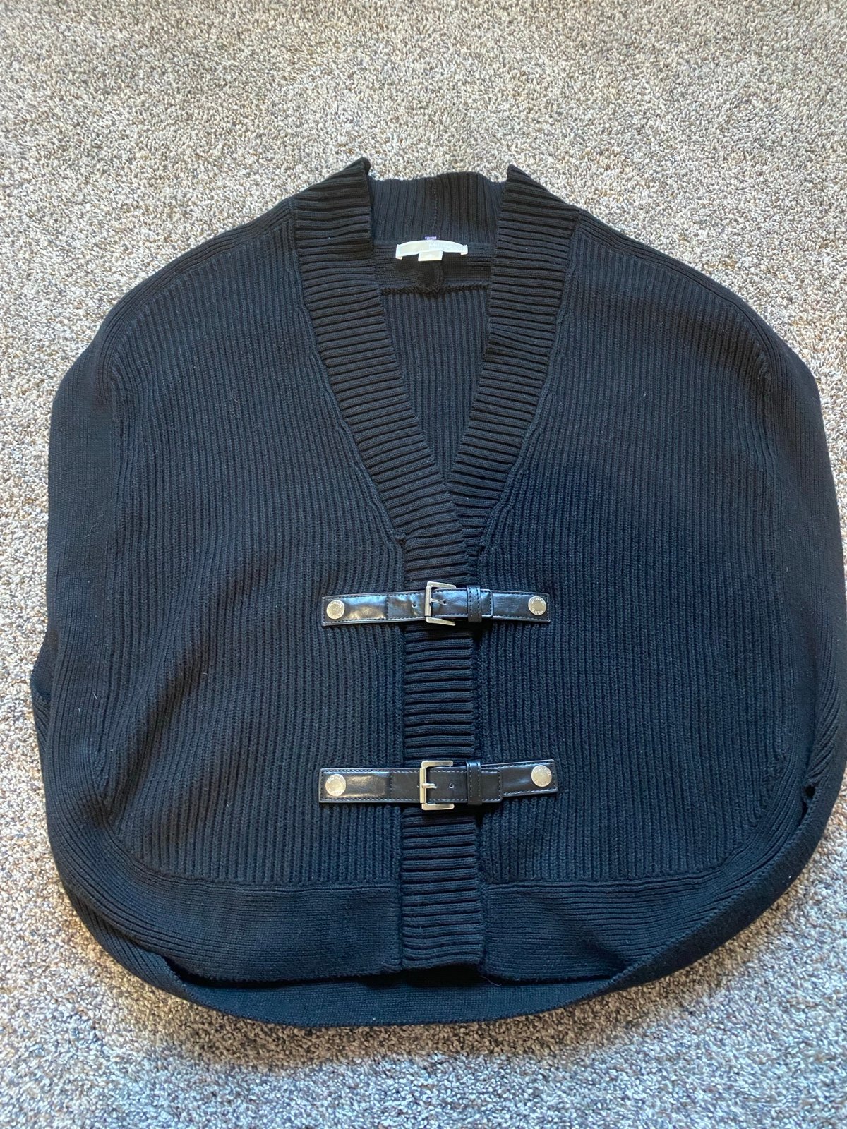 Michael Kors Black Knit Sweater Oversized Vest Small