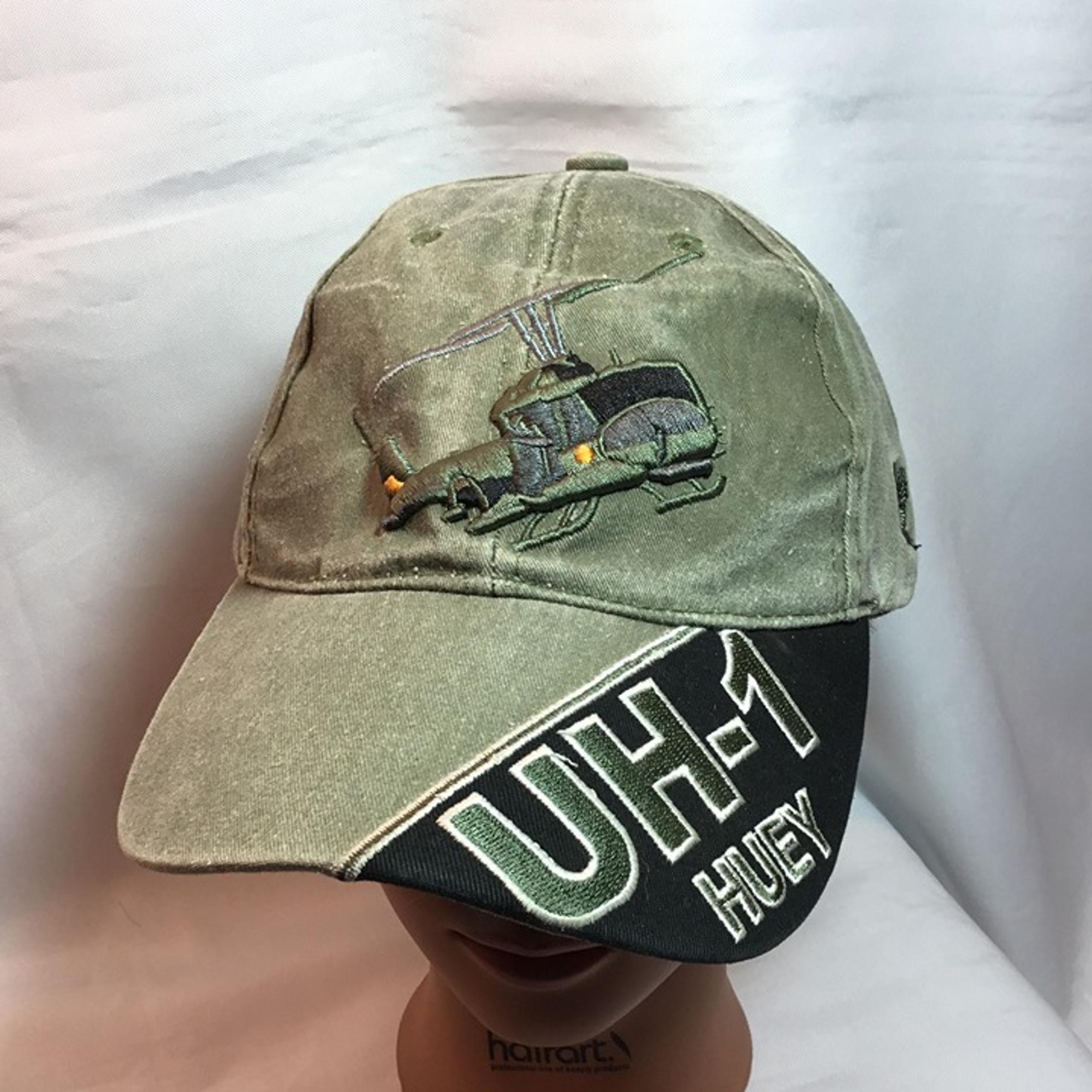 U.S ARMY UH-1 HUEY HAT EMBROIDERED MILITARY BALL CAP STONE WASHED OD GREEN