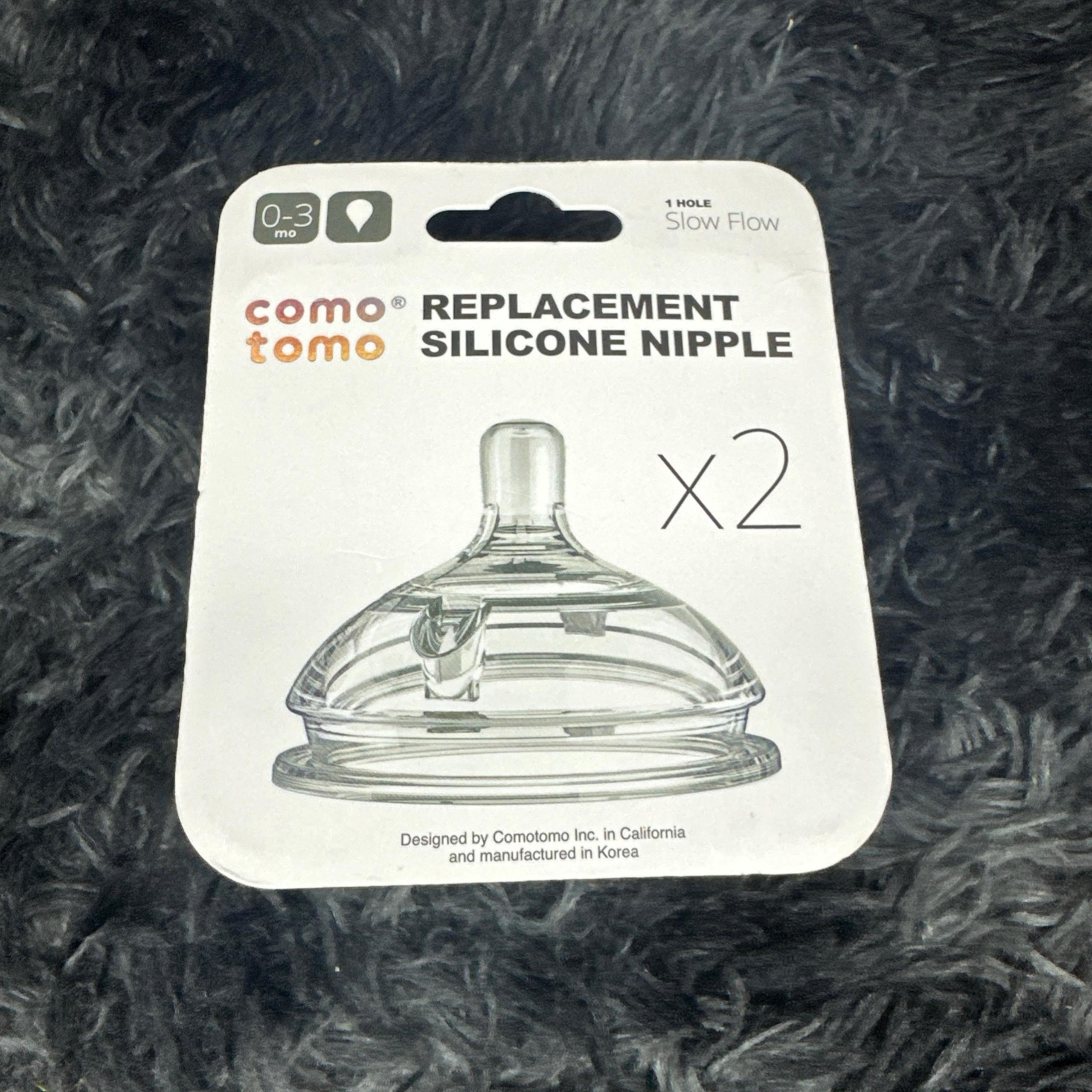 Como Tomo Slow Flow Silicone Replacement Nipples 1 Hole 0-3 Months New