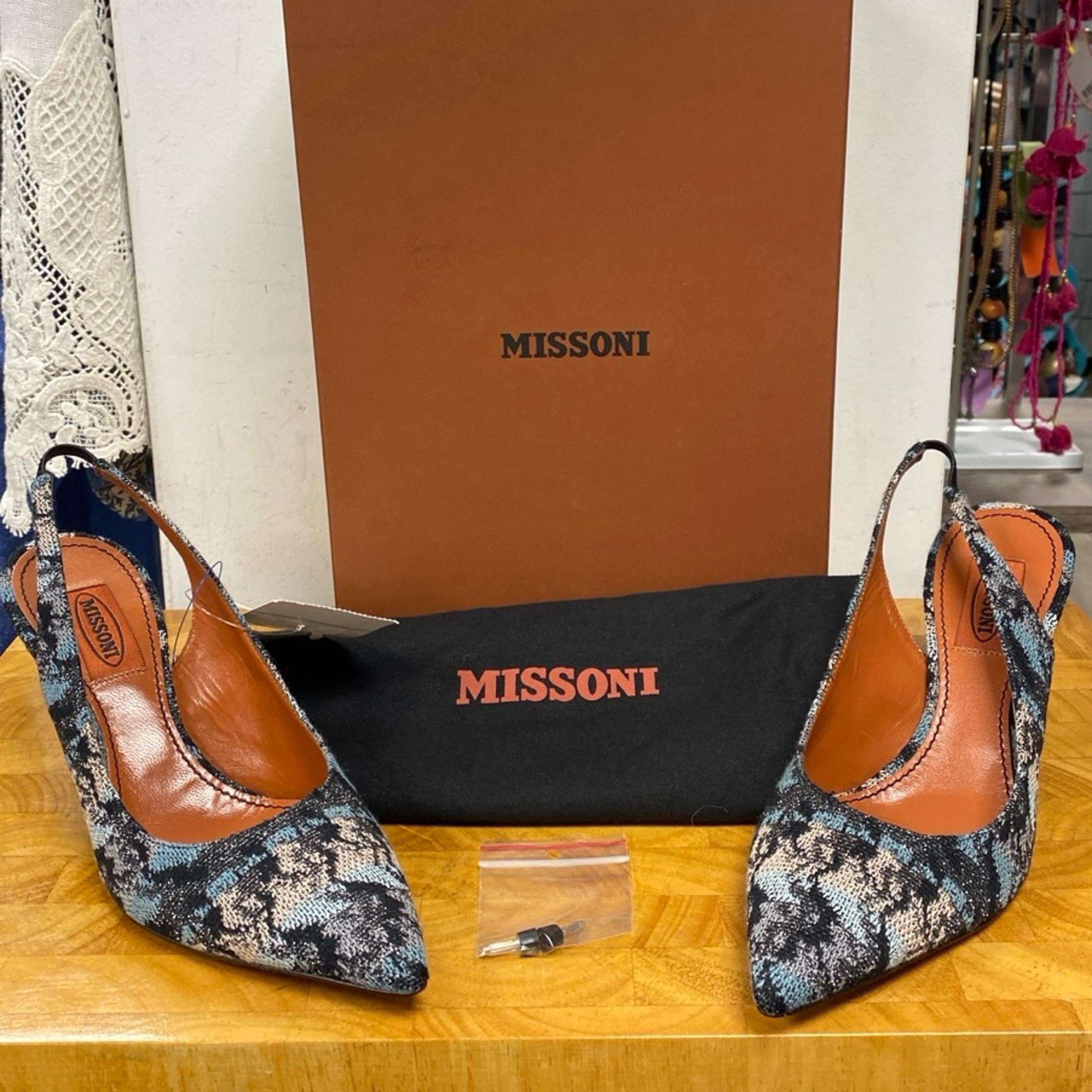 NEW $595 MISSONI Maglia Slingback Heels Size 37.5