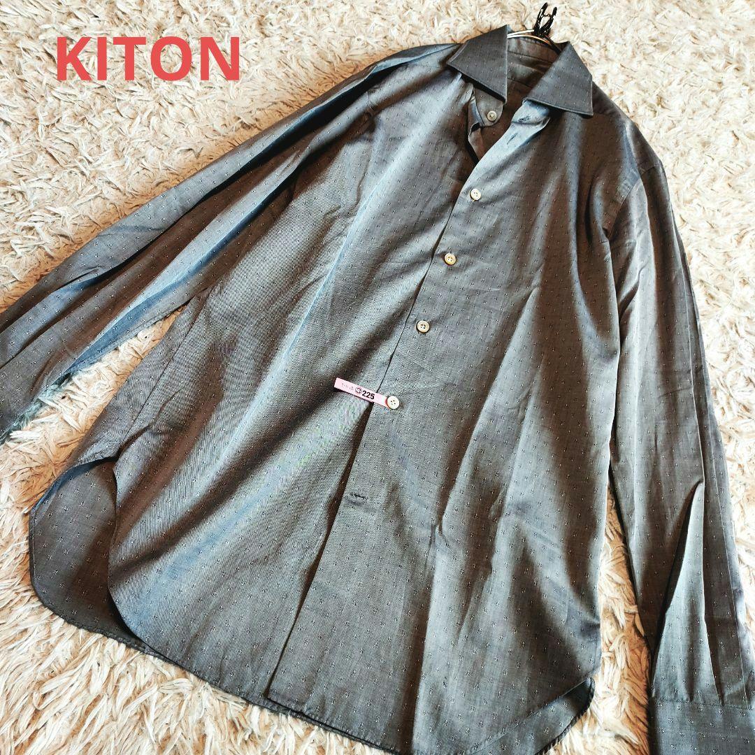 Keaton Long Sleeve Dress Shirt, All-Over Print, Wide Collar, Size 15/38, Made in Italy.