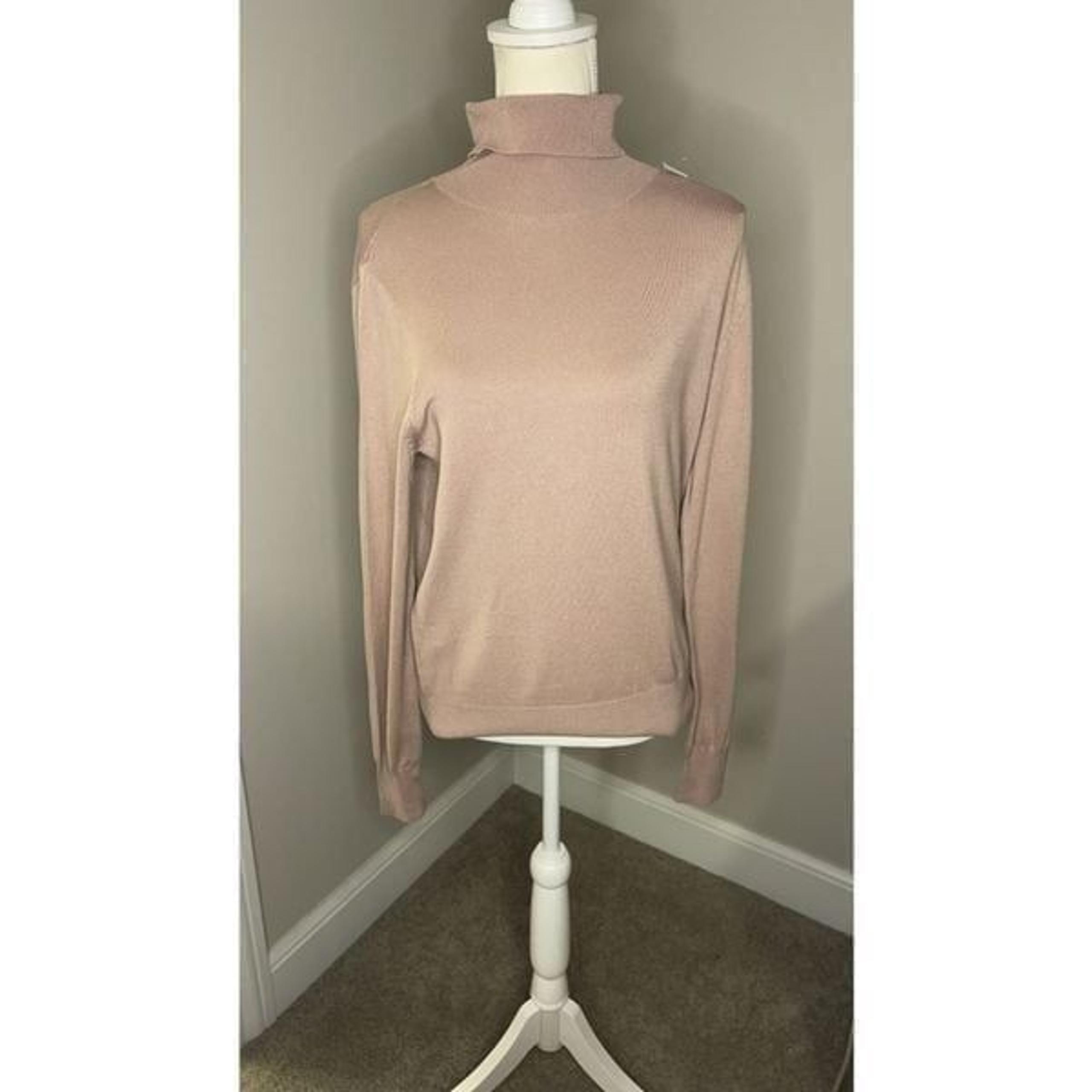 H&M Basics Women's Pink Turtleneck Sweater Size M Long Sleeve Knit Pullover