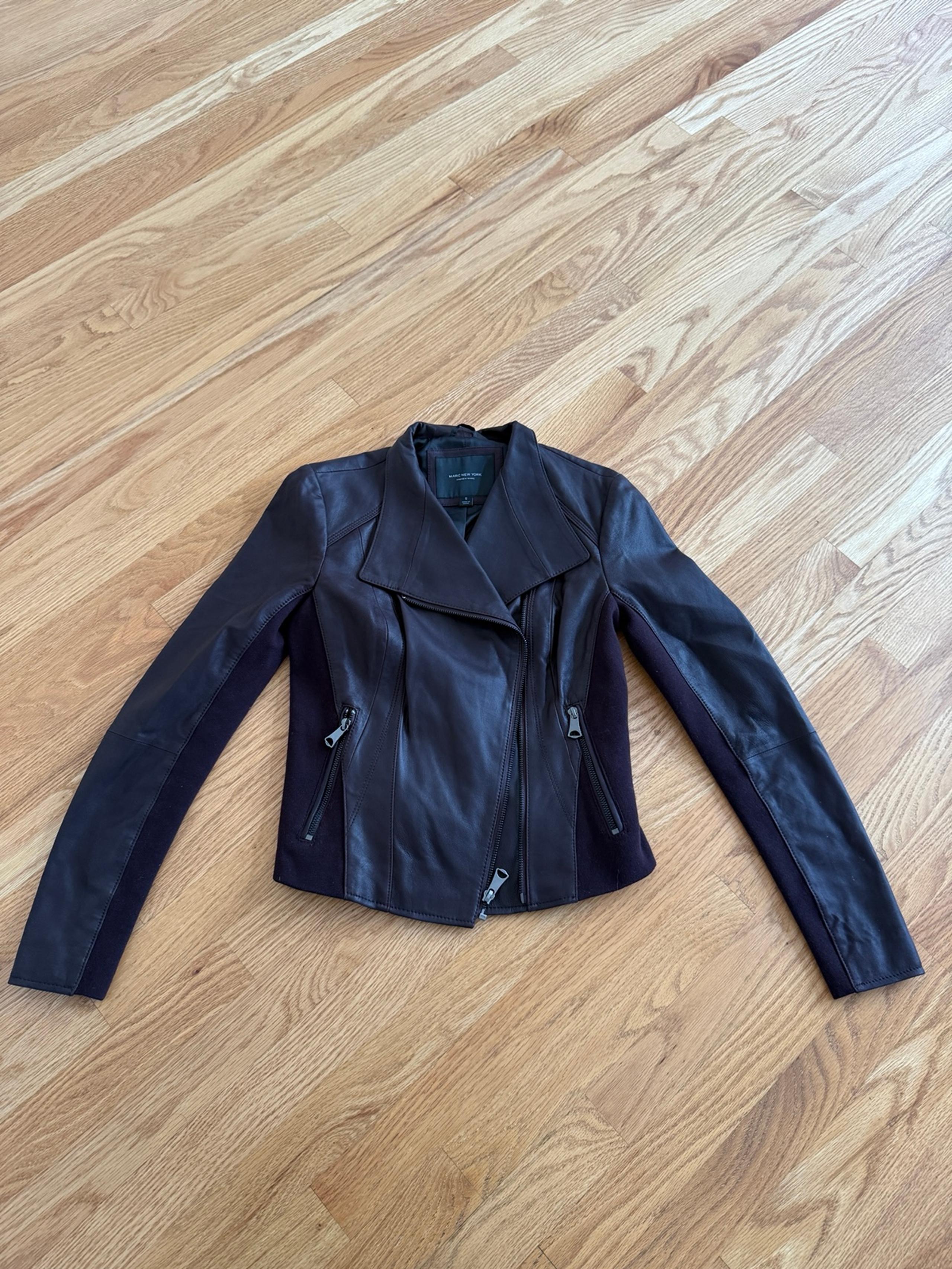 Marc New York Andrew Marc eggplant purple Leather suit jacket suit blazer