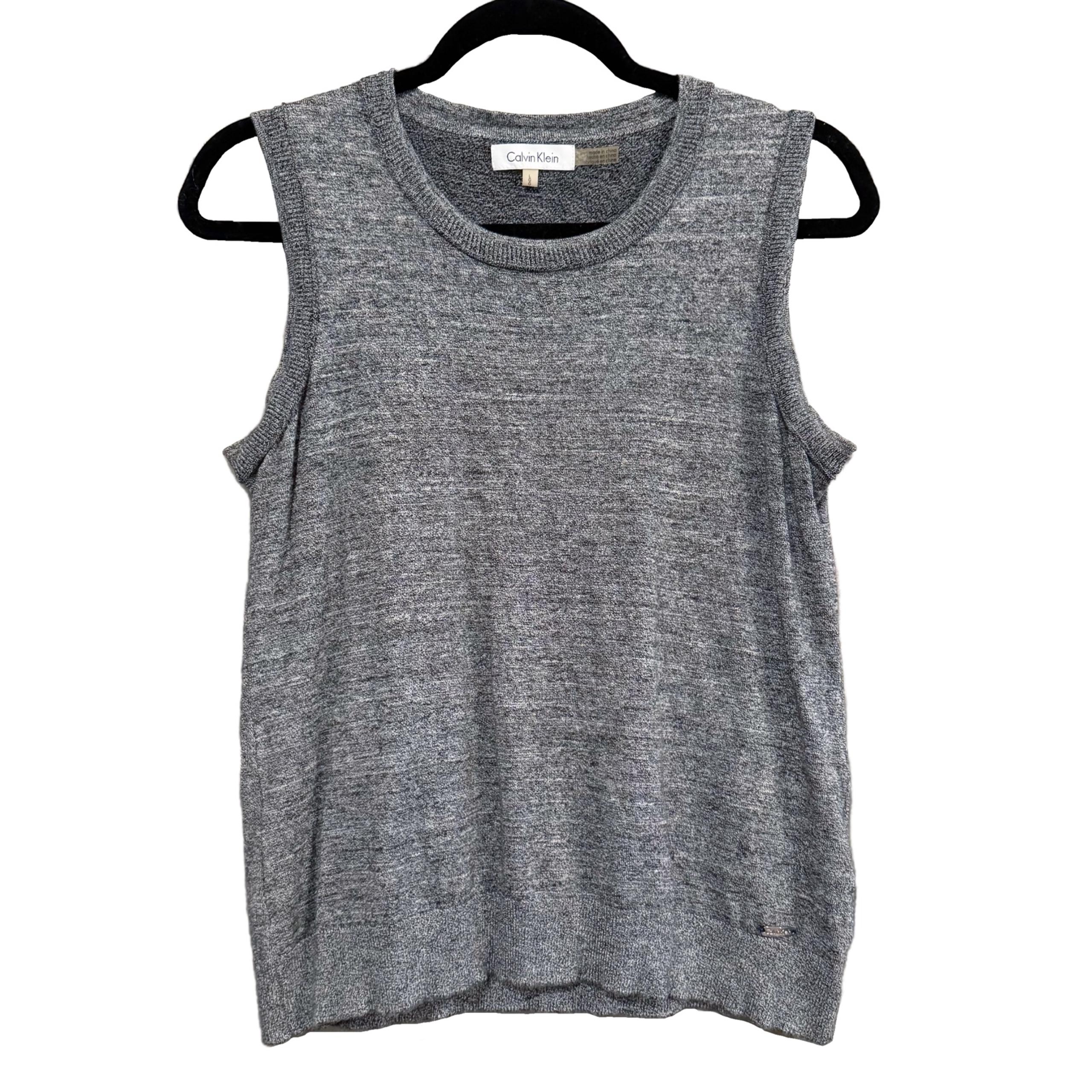 Gray Ribbed Sleeveless Tank Top - Calvin Klein