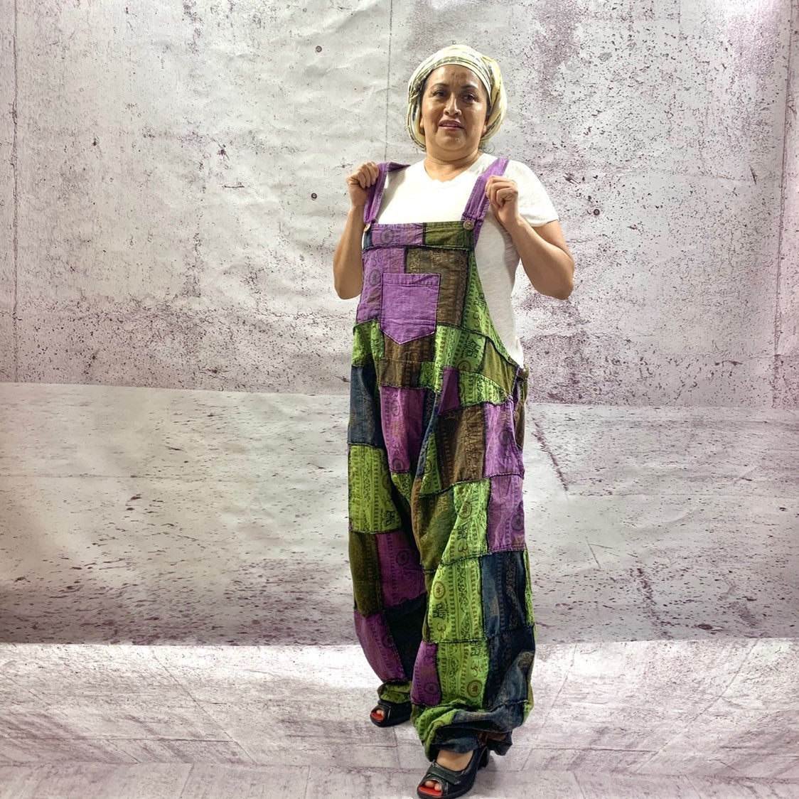 Handmade Batik patchwork jumpsuit XXXL