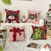 Merry Christmas Let It Snow Joy Stripes Gift Box Throw Pillow Cover