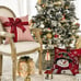 Merry Christmas Let It Snow Joy Stripes Gift Box Throw Pillow Cover