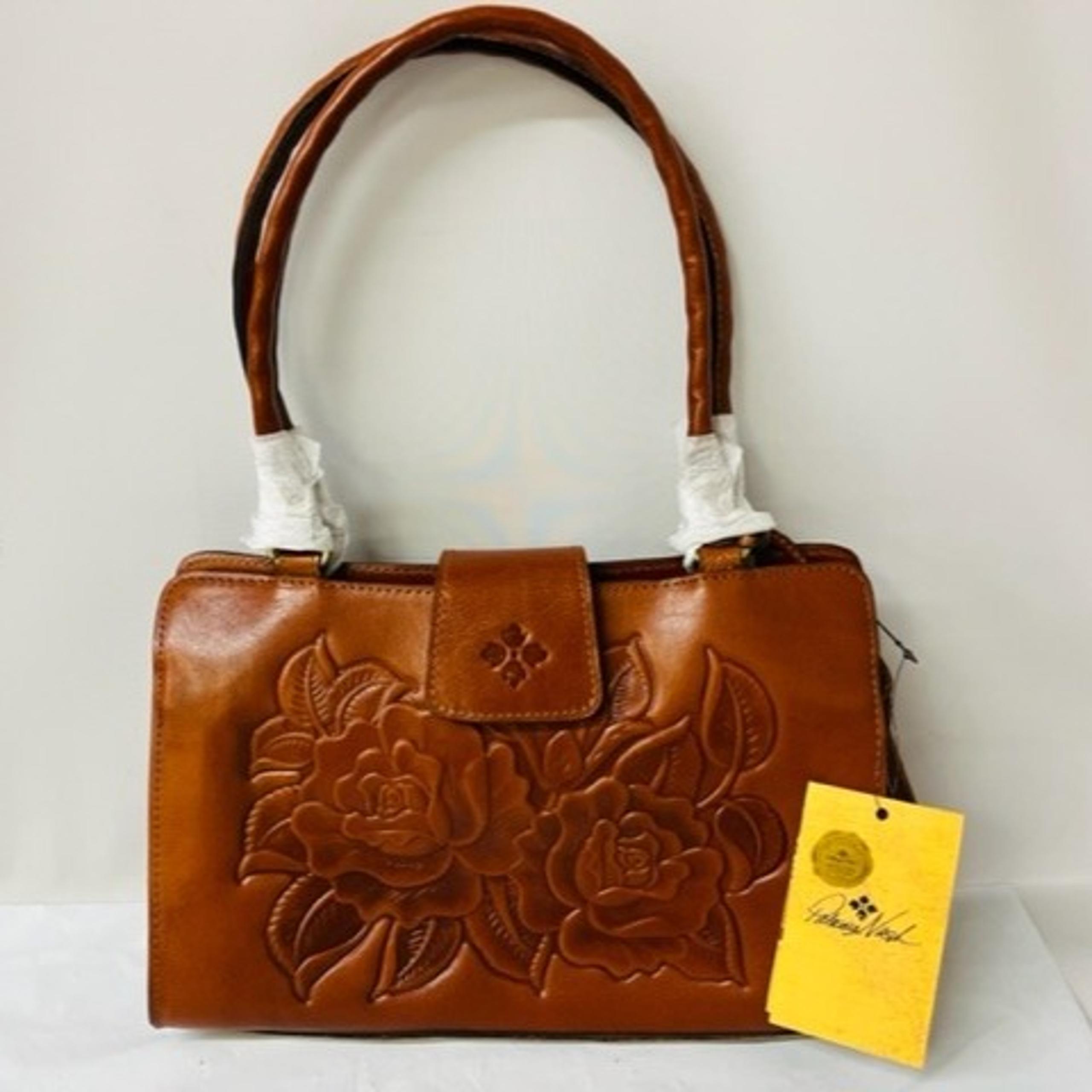 Patricia Nash Rienzo Satchel, Vintage Veg Tanned Rose Tooled Leather Collection