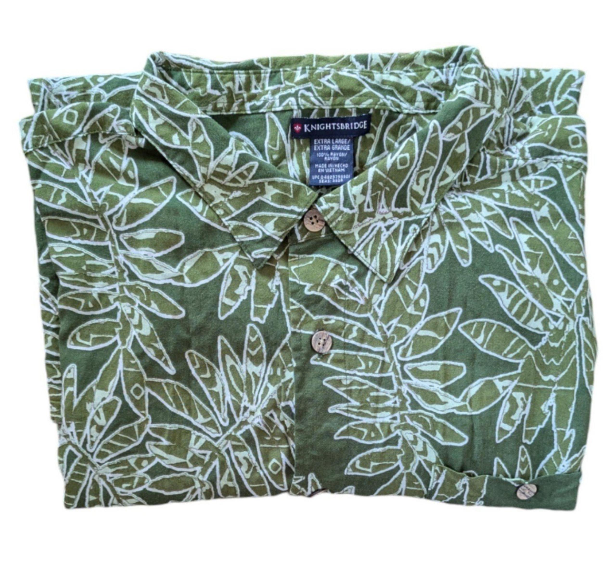 Knightsbridge Button Down Green Short Sleeve Shirt Size XL