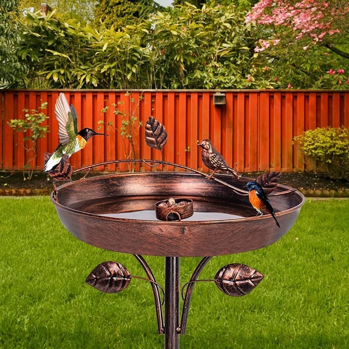 Bird Baths for Outdoors, 12 Bird Baths Bowl with 5 Prongs Base Stake