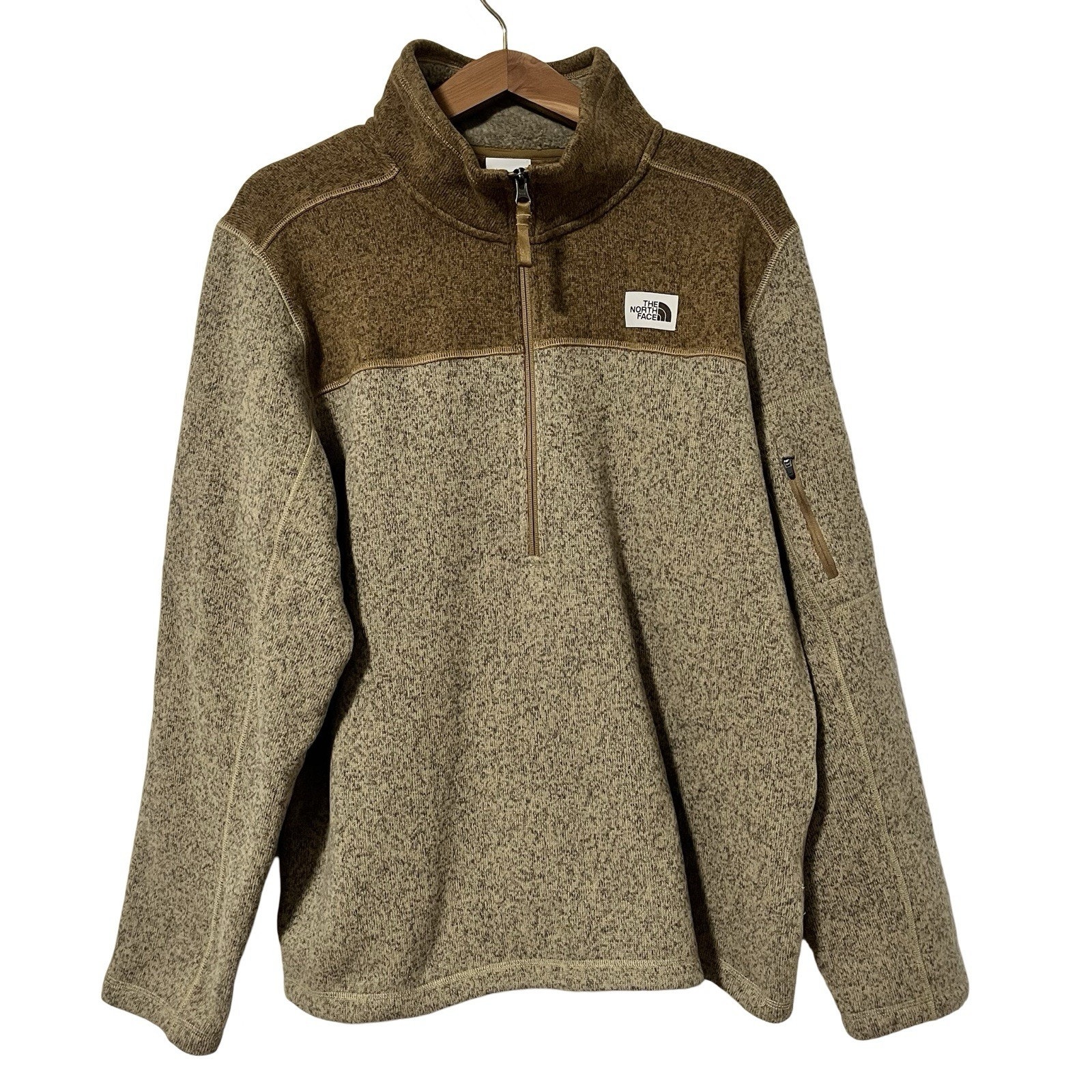 North Face Men’s Gordon Lyons 1/4 Zip Sweater Size L Brown Outdoors Hiking