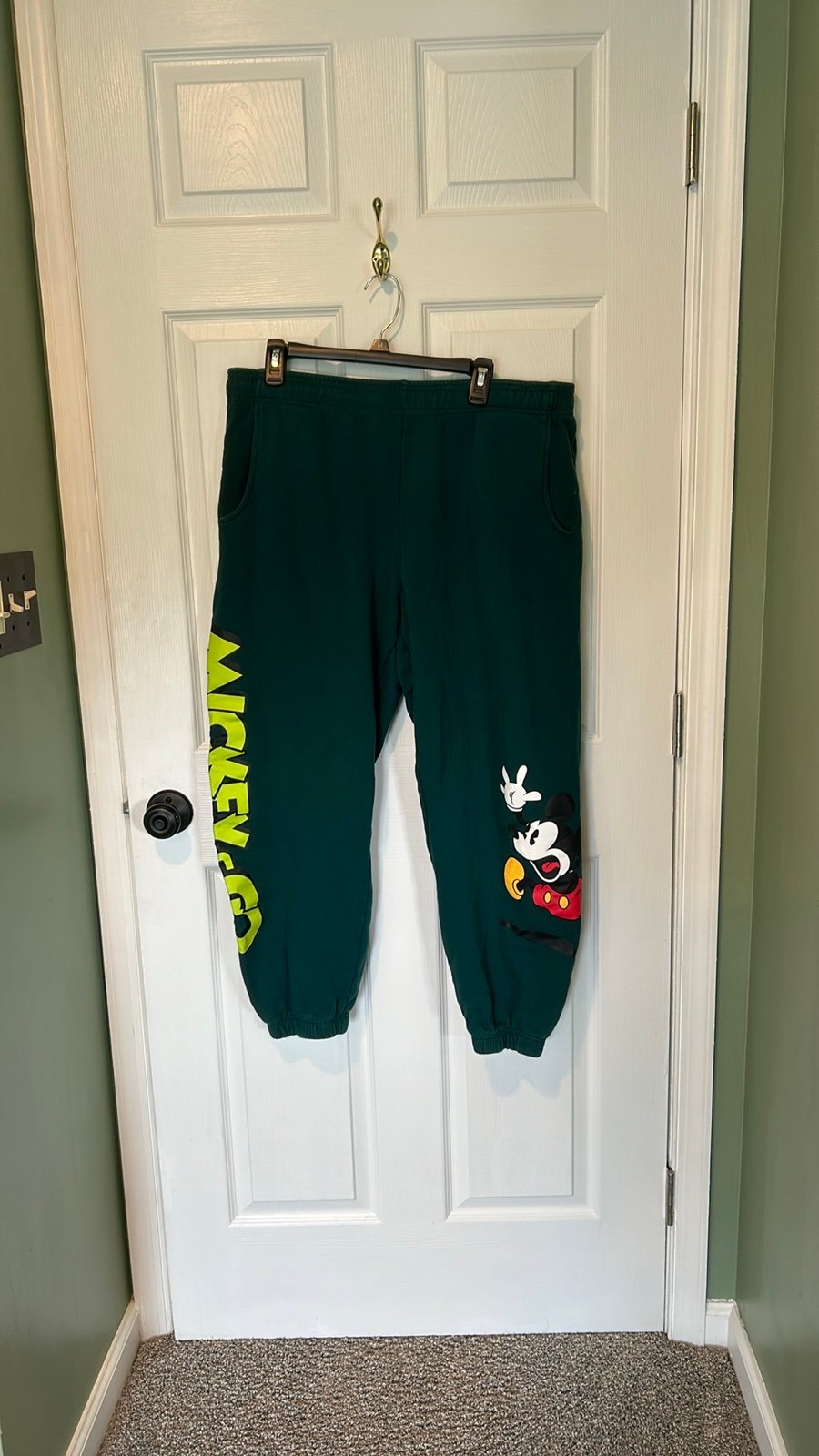 Disney Mickey Green Sweatpants