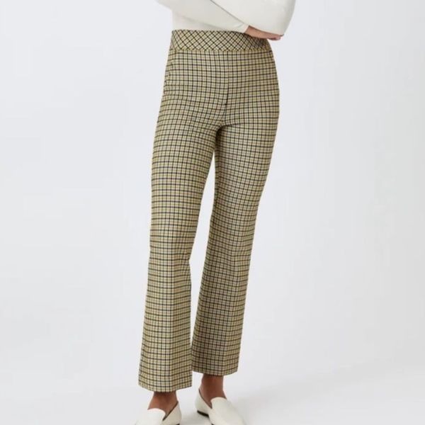 Spanx 24” The Perfect Kick Flare Houndstooth Jacquard Dijon Pants Size Medium