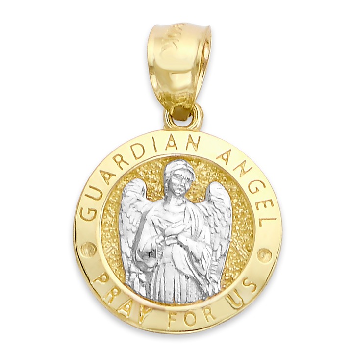 Solid 14k Gold Guardian Angel Pendant - Angel Pendant for Protection