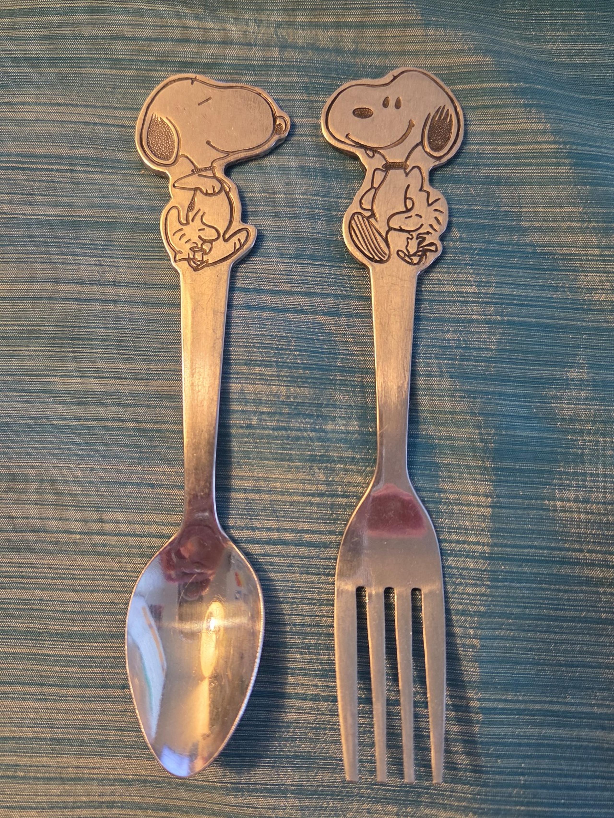 Vintage Toddler Spoon and Fork Set 1965 Snoopy & Woodstock by Danara