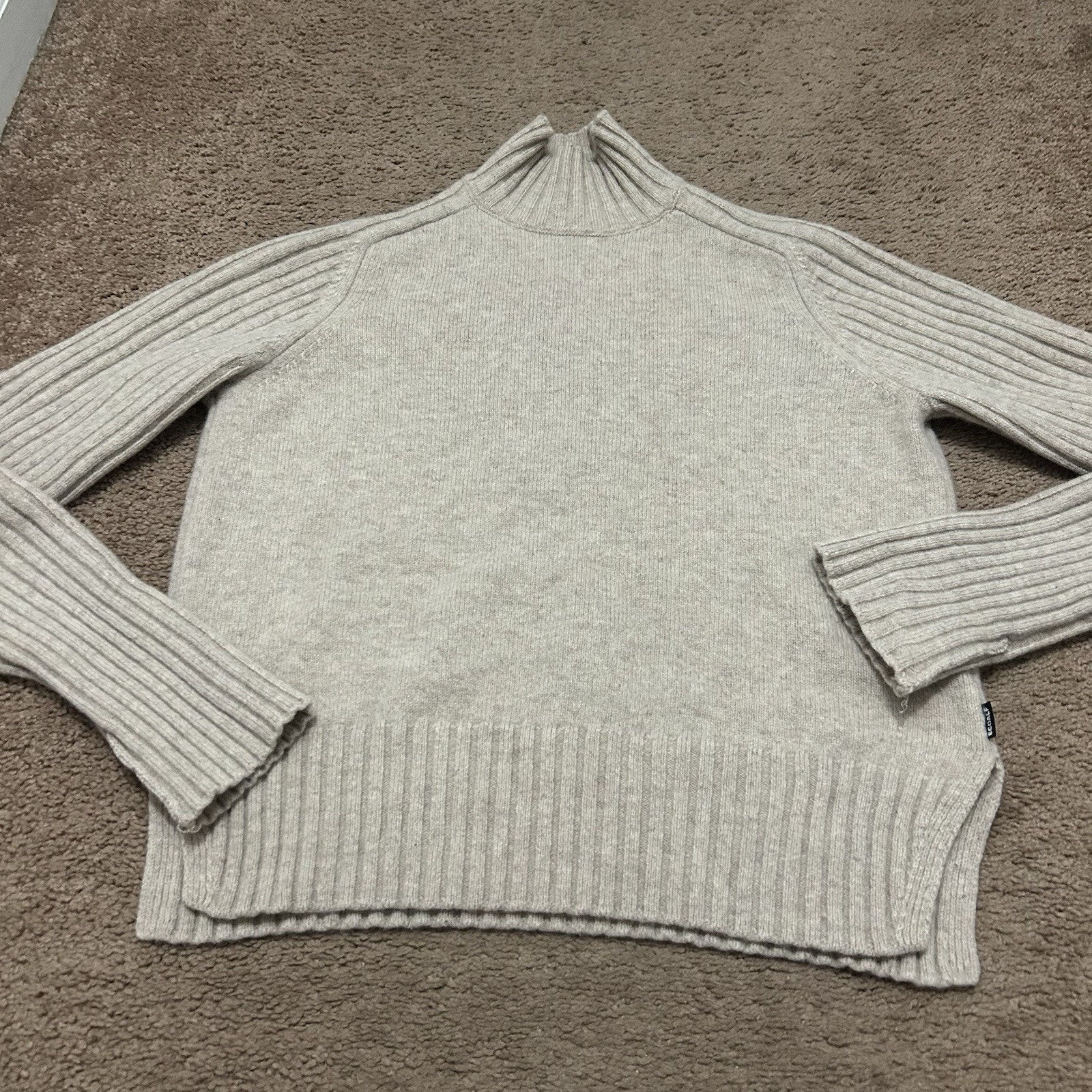 Ecoalf Women’s Small Turtleneck Knit Sweater Beige 100% Recycled Wool