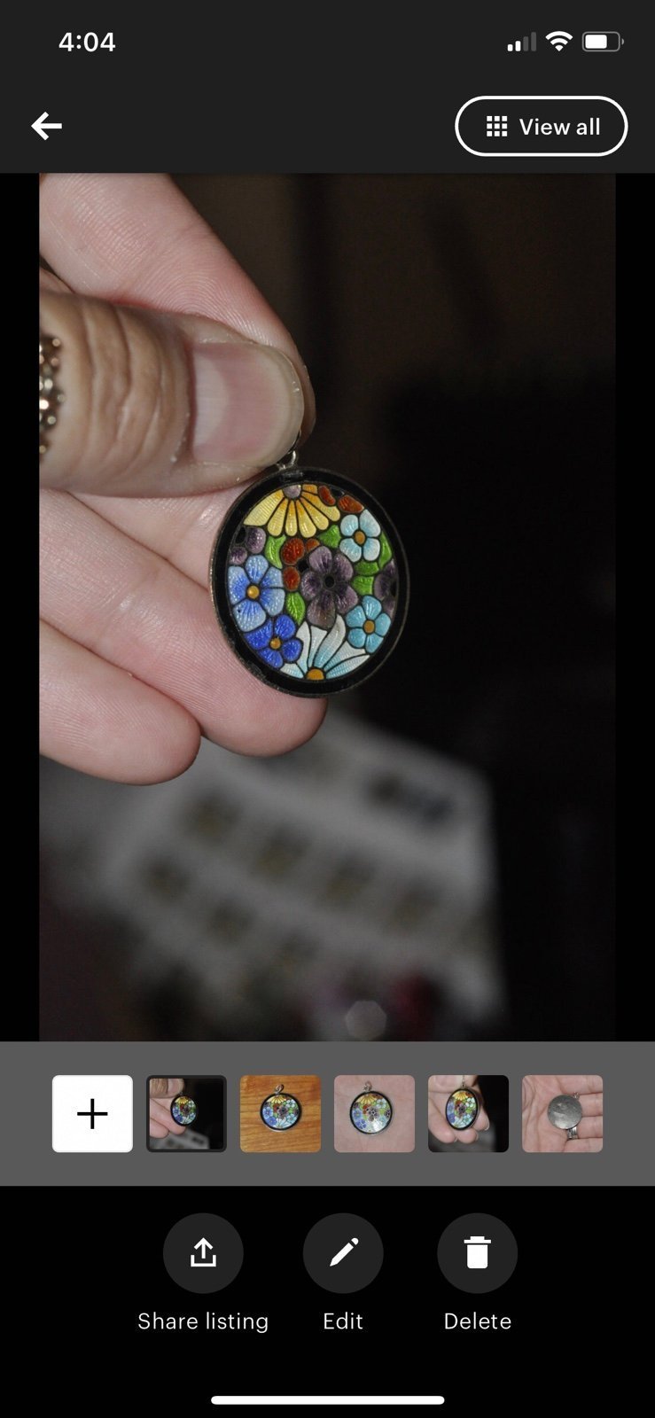 Enamel art deco floral pendant