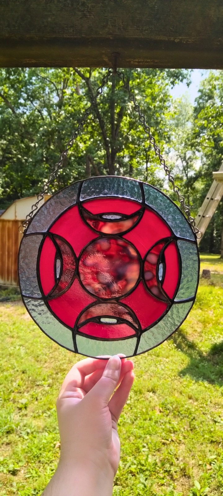 Authentic and Handcrafted Triple Moon Stained Glass Suncatcher