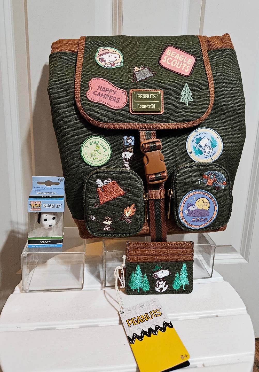 Loungefly Peanuts Snoopy Beagle Scout Canvas Mini Backpack set A
